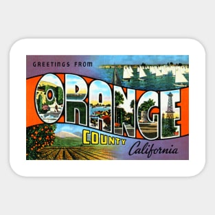 Greetings from Orange County, California - Vintage Large Letter Postcard Sticker